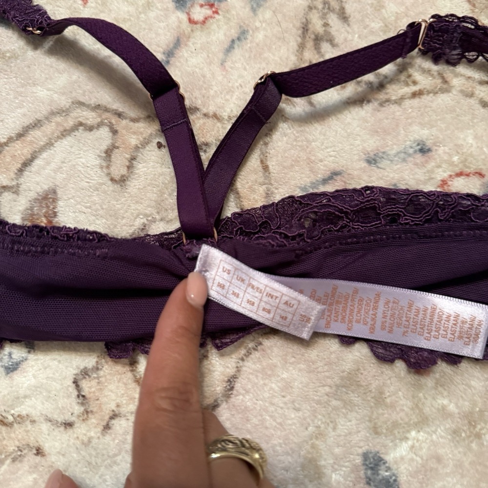 Savage‎ x fenty Romantic Corded Lace Front-Closure Push-Up Racer Back Bra sz 36B - Picture 5 of 7
